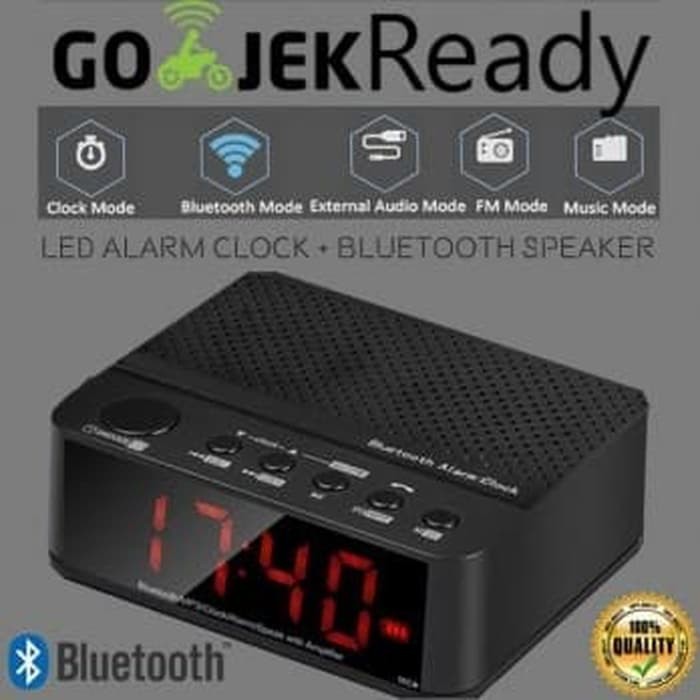 Bluetooth Speaker Alarm LED Clock Jam Digital Desktop Free USB Cable