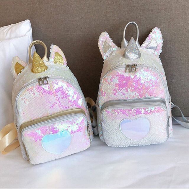 COD TAS UNICORN SEQUIN PAYET MUTE GILITTER HOLOGRAM BACKPACK ANAK