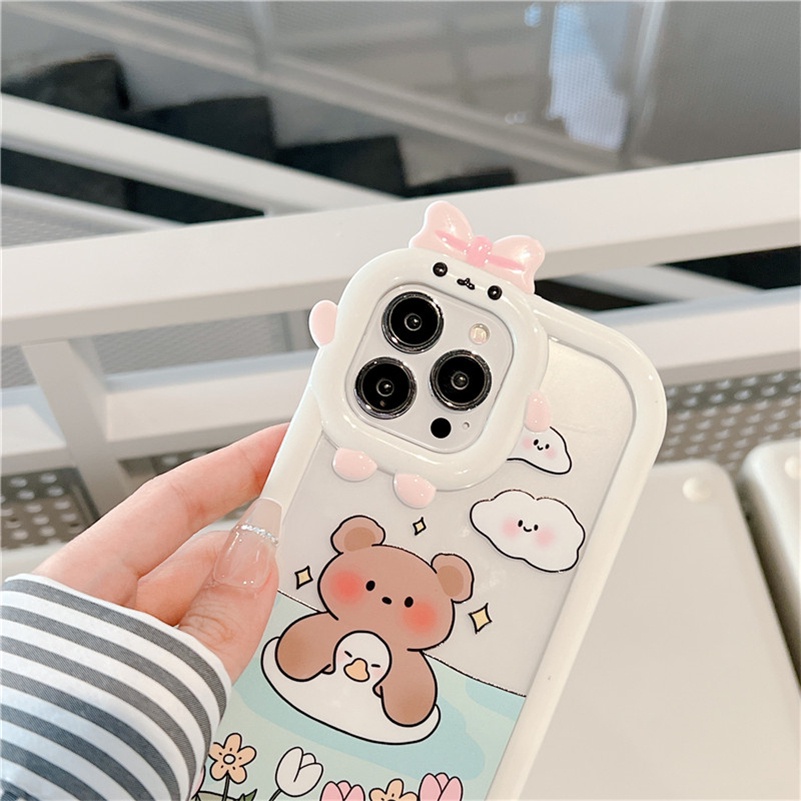 Soft Case TPU Transparan Motif Monster Bear Untuk Compatible for iPhone 14 13 12 11 Pro Max X Xr Xs Max 8 7 6 6s Plus Monster Lens Protector Phone Case Bear Clear Silicone Anti-Scratch Soft Case Shockproof Soft TPU Back Cover