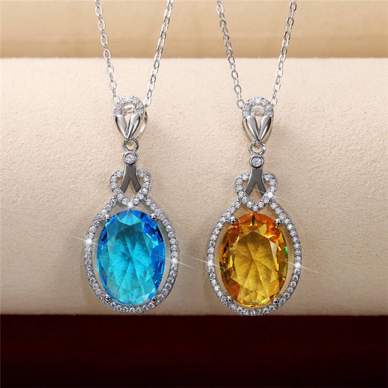 Kalung Dengan Liontin Warna Kuning Biru Untuk Wanita