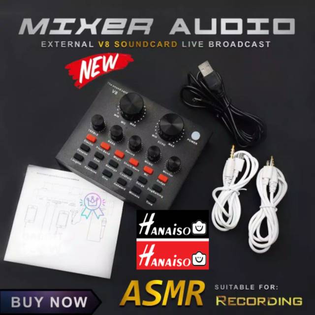 Medan Termurah V8 V8s Bluetooth Soundcard MiXer Gitar Audio ASMR Mic Kondensor Condensor bm 800 8000