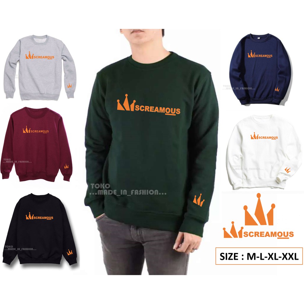 Sweater Crewneck Screamous Premium Unisex / Crewneck Pria Keren / Sweater Wanita Oversize