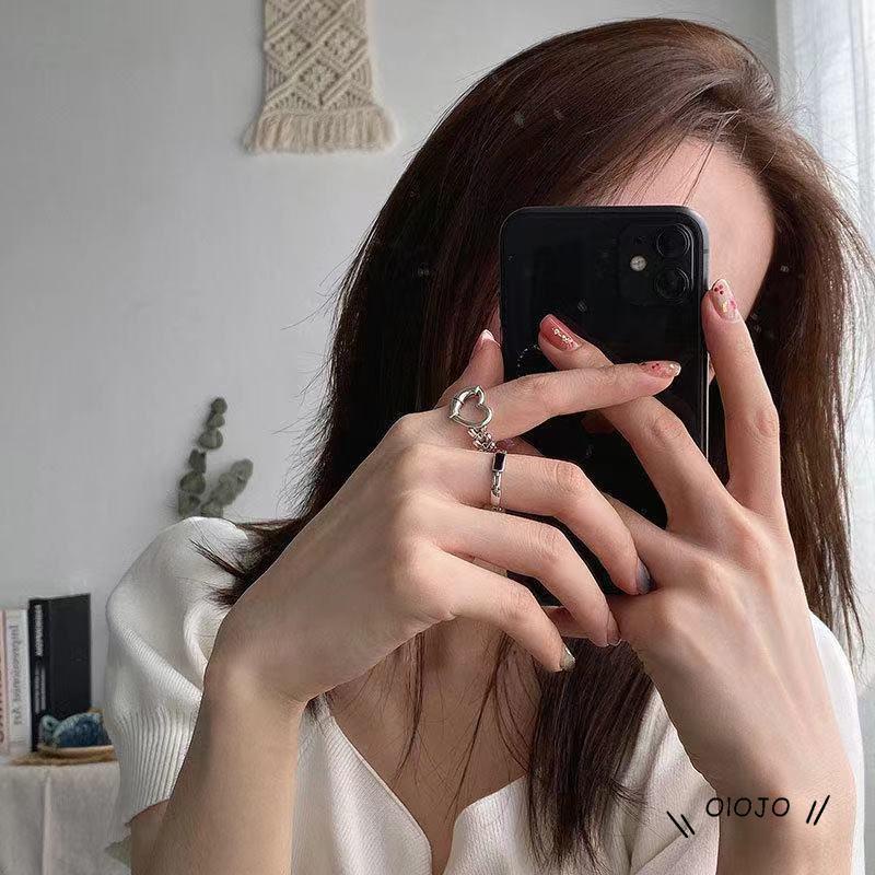 【COD】Cincin Model Terbuka Desain Hati Hollow Untuk Wanita