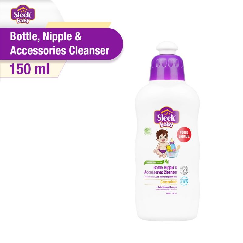 Sleek Baby Bottle Nipple Accessories Cleanser 150ml 70ml - Sleek Sabun Cuci Botol Dot Aksesoris Bayi - Sleek Liquid Bottle Bayi