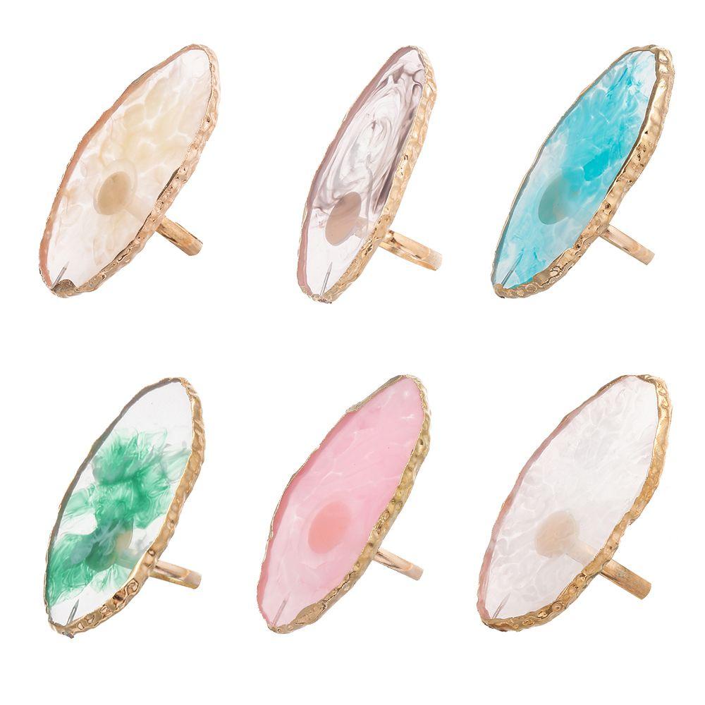 PINEAPPLE Golden Rim Agate Nail Art Palette Manicure tool Nail Art Plate Tips Nail Display Stand Finger Ring Showing Shelf False Nails Foundation Mixing Resin Stone Painting Palette Pigment Holder/Multicolor