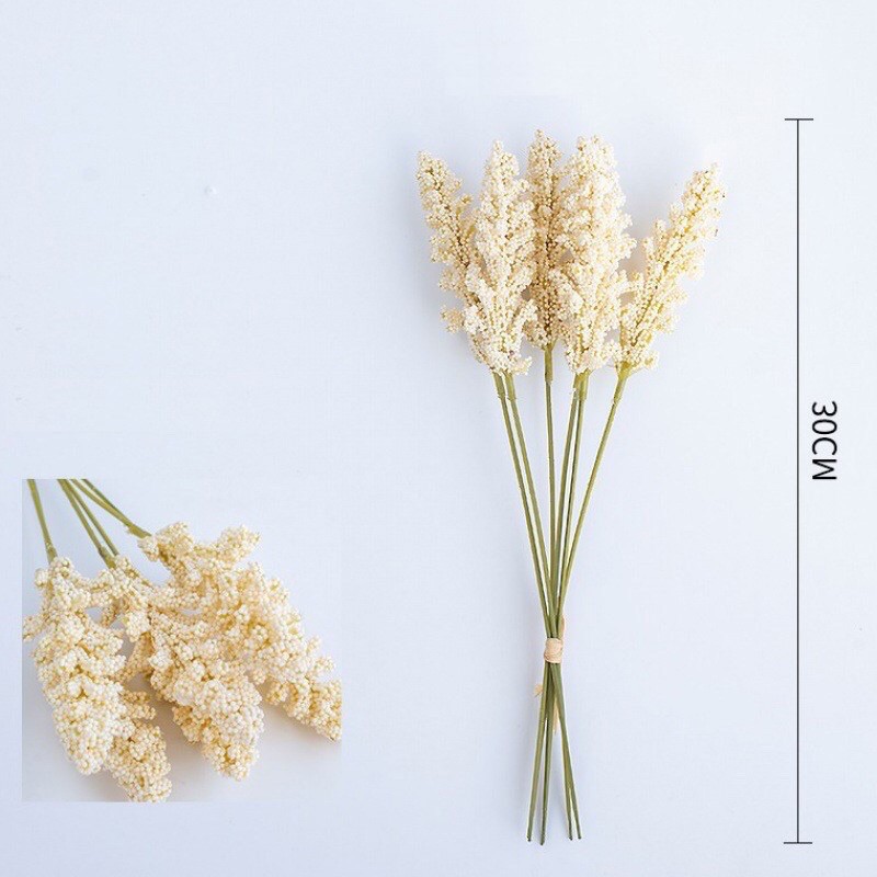 6pcs Bunga LAVENDER GRAIN SPIKE - Bunga Plastik Dekorasi Rumah-Milk White