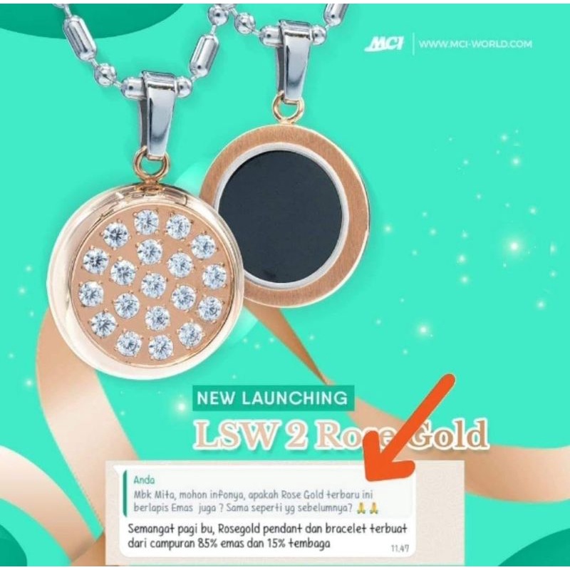 LSW 2 Rose Gold kalung pendant MCI original