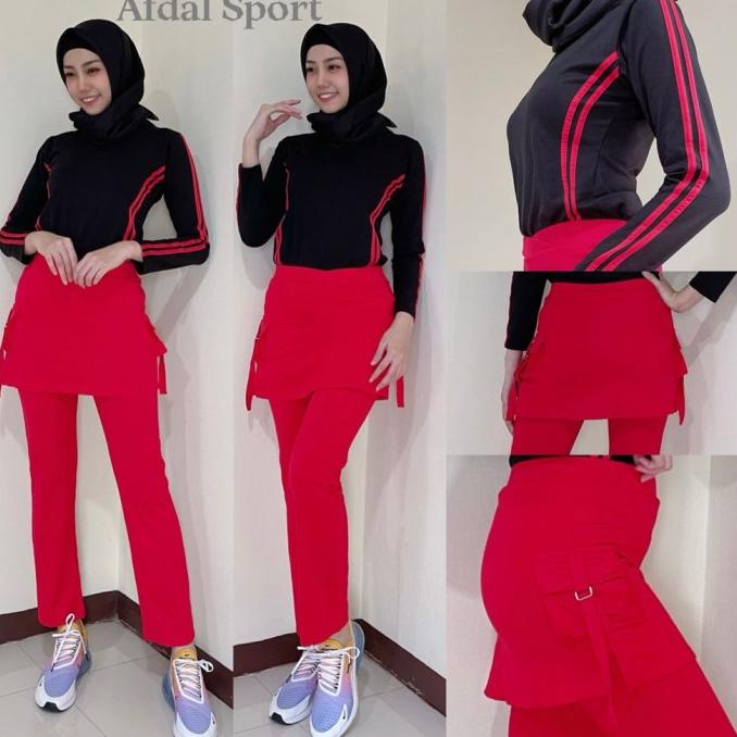 celana senam rok kantong olahraga hijab celana panjang rok kantong