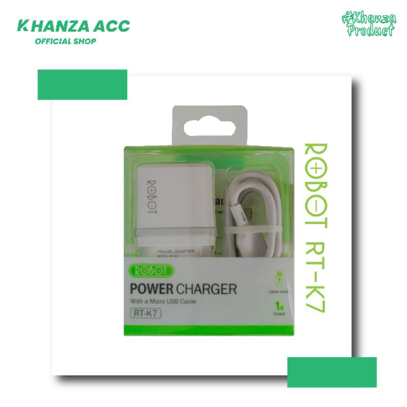 KHANZAACC Robot RT-K7 Quick Charge 5V/1A Fireproof Charger With Micro USB Cable