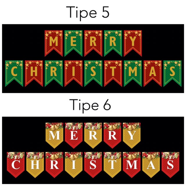 Banner Merry Christmas/ Rangkaian Natal/ Bunting Flag Natal