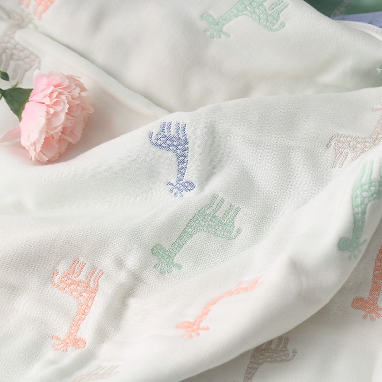 Ecobaby Selimut Bayi 80*80cm 100% Kartun Muslin Newborns Soft Swaddle Bedding Motif Jerapah ESK1507