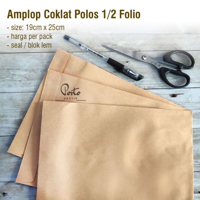 

Gand Amplop Coklat Kraft Polos Seal 1/2 Folio 19cm x 25cm per pack Amp