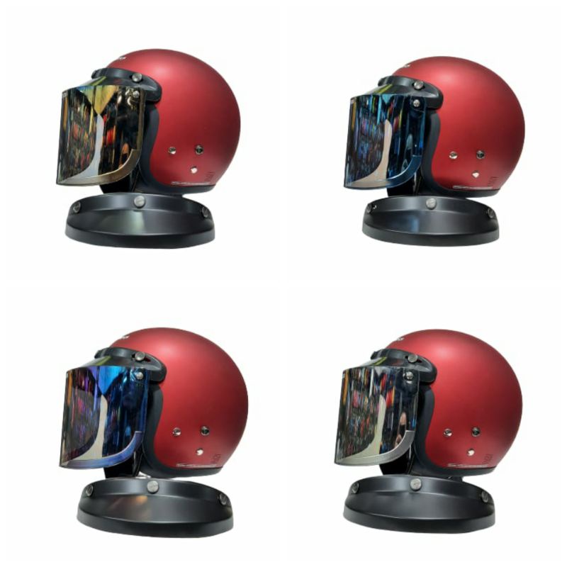 Helm Cargloss CFM Original Solid Merah Maroon Doff Plus Visor