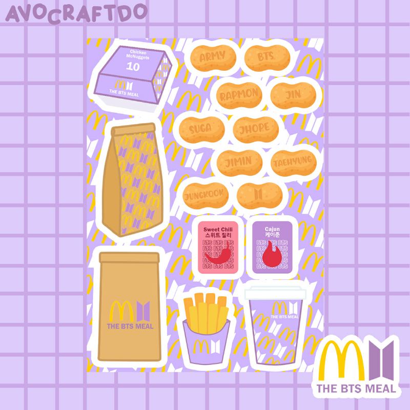 [AVOCRAFTDO] 17pcs Sticker / Keychain Kpop BTS Meal