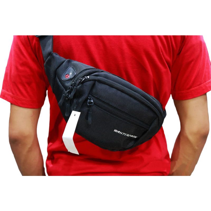 Tas Slempang Pinggang Wanterpack / Tas pria / waistbag pria / tas Distro