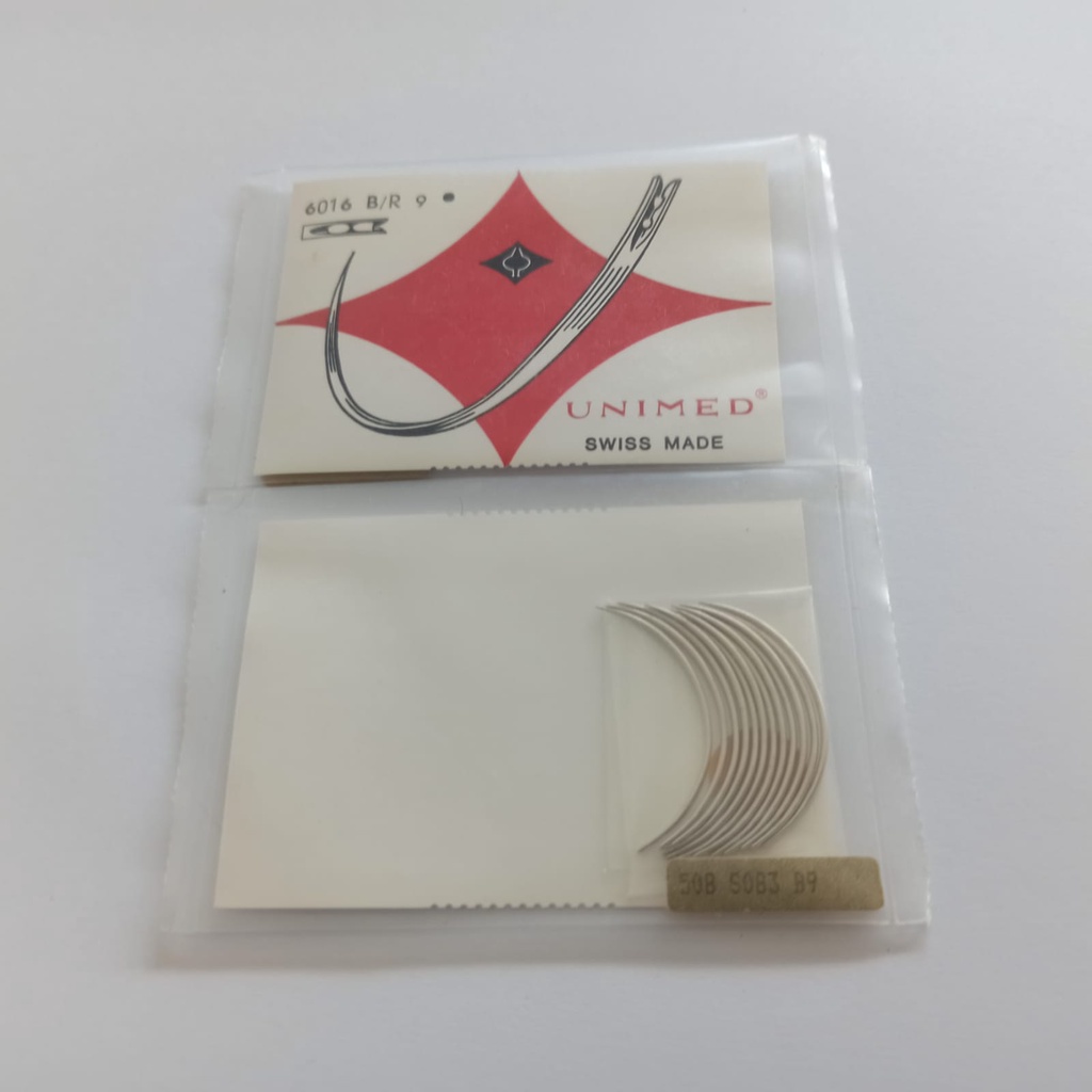 Nald Hecting Jarum Jahit Otot merk UNIMED type BR 9, 10, 11, 12, 13, 14 isi 12 pcs Swiss made