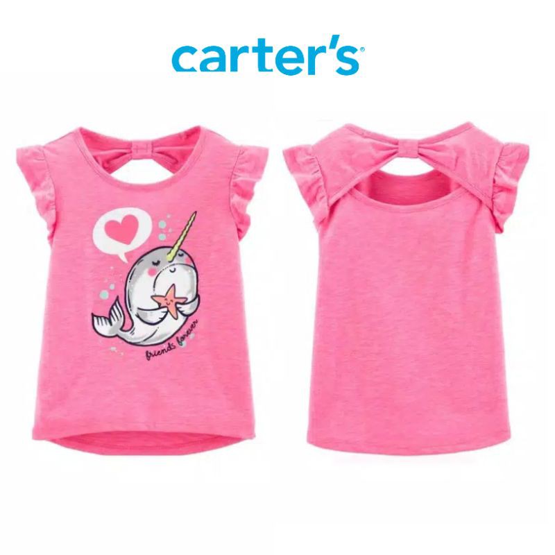Kaos anak cewek carters bayi 1 2 tahun-Pink fish unicorn
