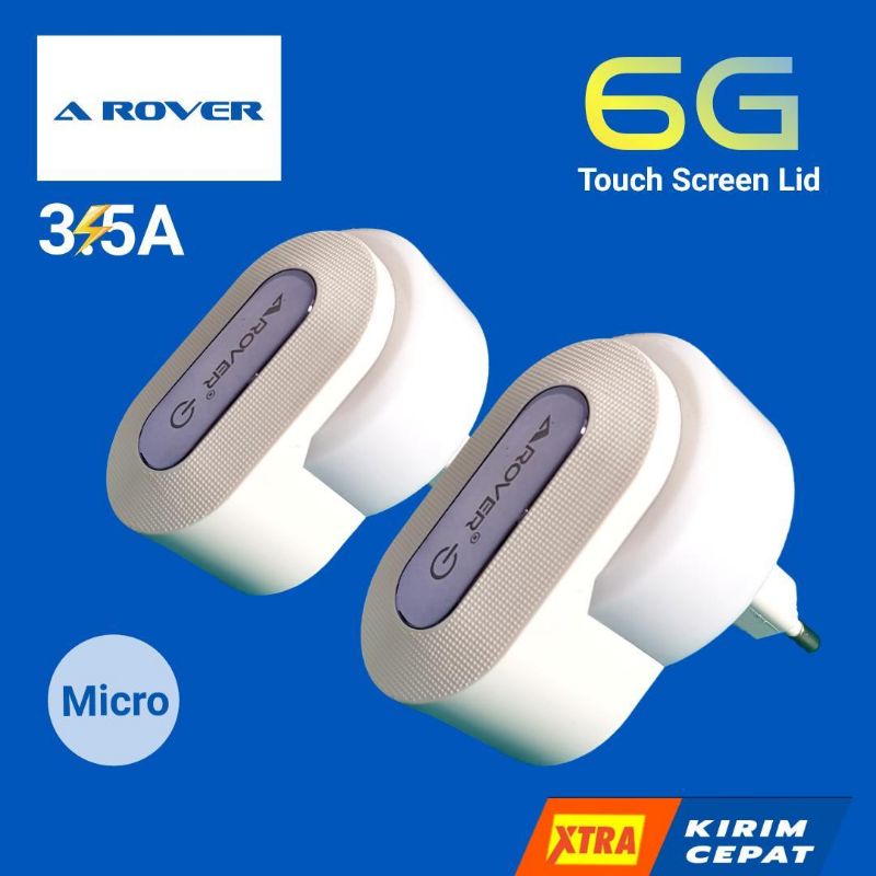 Charger【AROVER】Ori Dual Usb 3.1A Fast Charger + LAMPU / FREE Kabel Data - R010