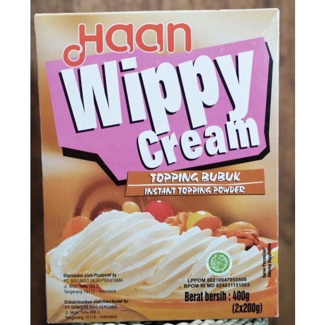 

Haan Wippy Cream 400g / Whipping Cream Bubuk Instant Topping Powder