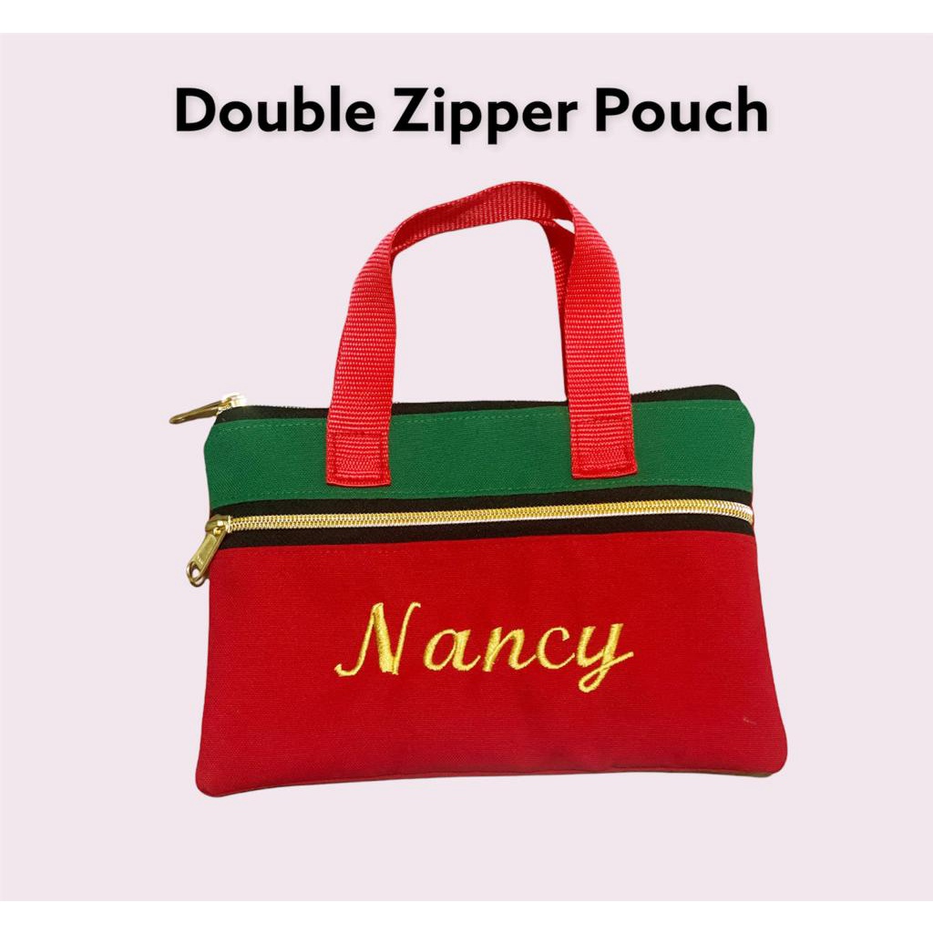 Fawn'G Handmade - Double Zipper Mini Tote Edisi Christmas Bordir Nama