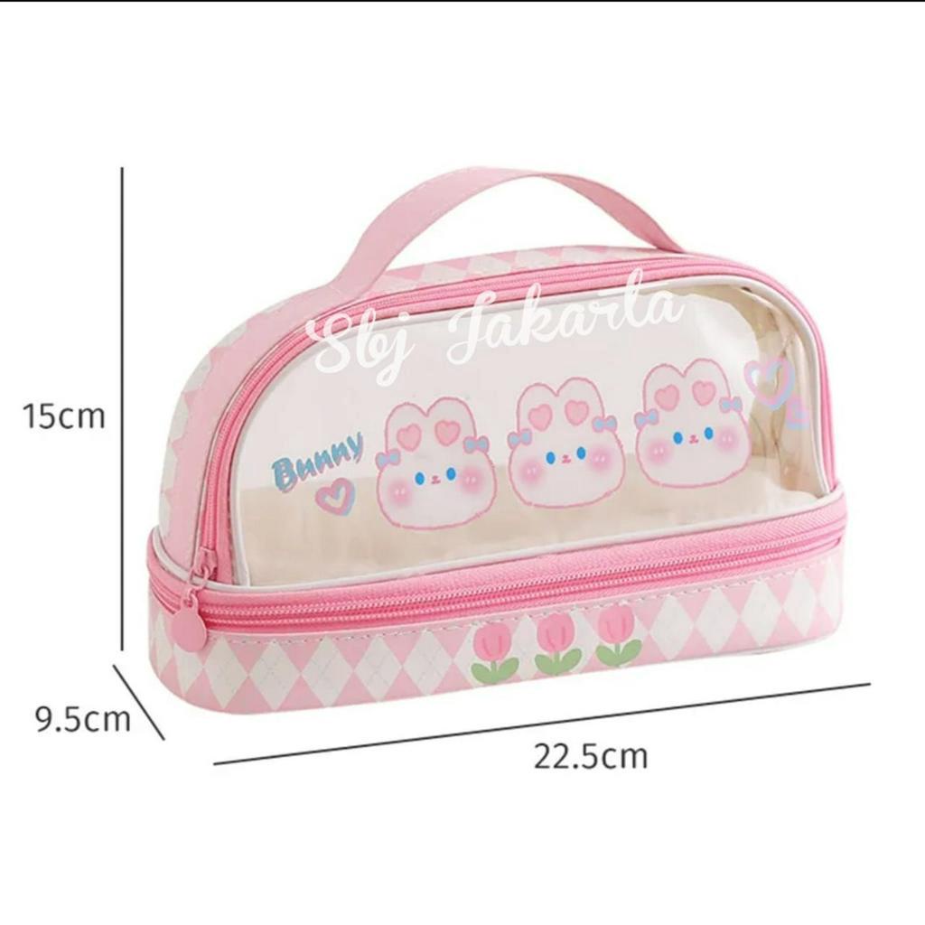 Tempat pensil Kotak Pensil anak cewek waterproof Trio Cutie Kapasitas besar Premium