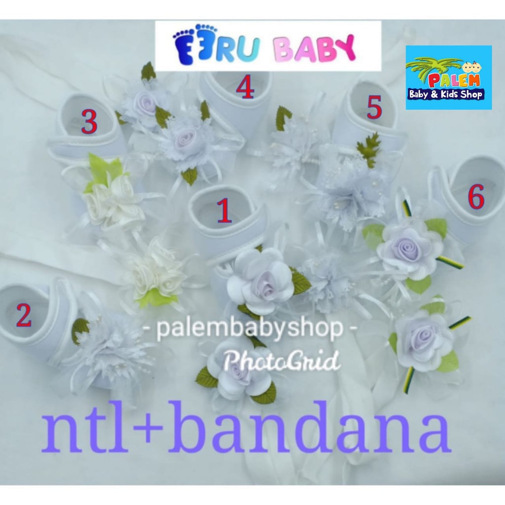 Eeru baby sepatu cewe ntl+bandana 0-3 bulan