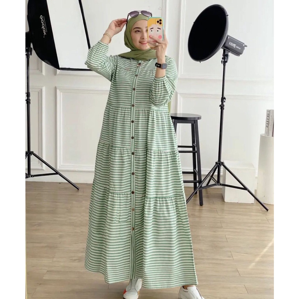 MIDI DRESS SALUR KATUN TRENDY TERBARU TERLARIS // GAMIS MIDI SALUR