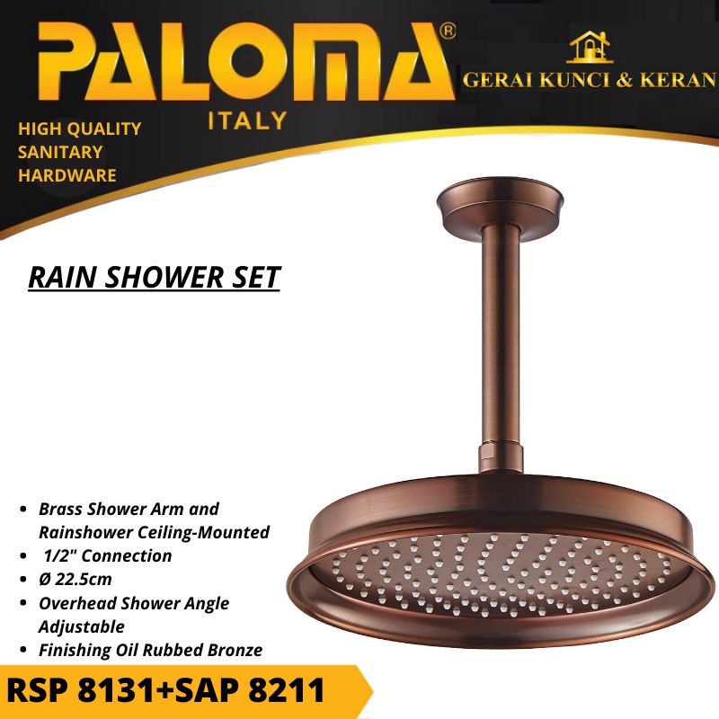 PALOMA RAINSHOWER SET RSP 8131 SAP 8211 BRASS ORB ANTIK KEPALA SHOWER