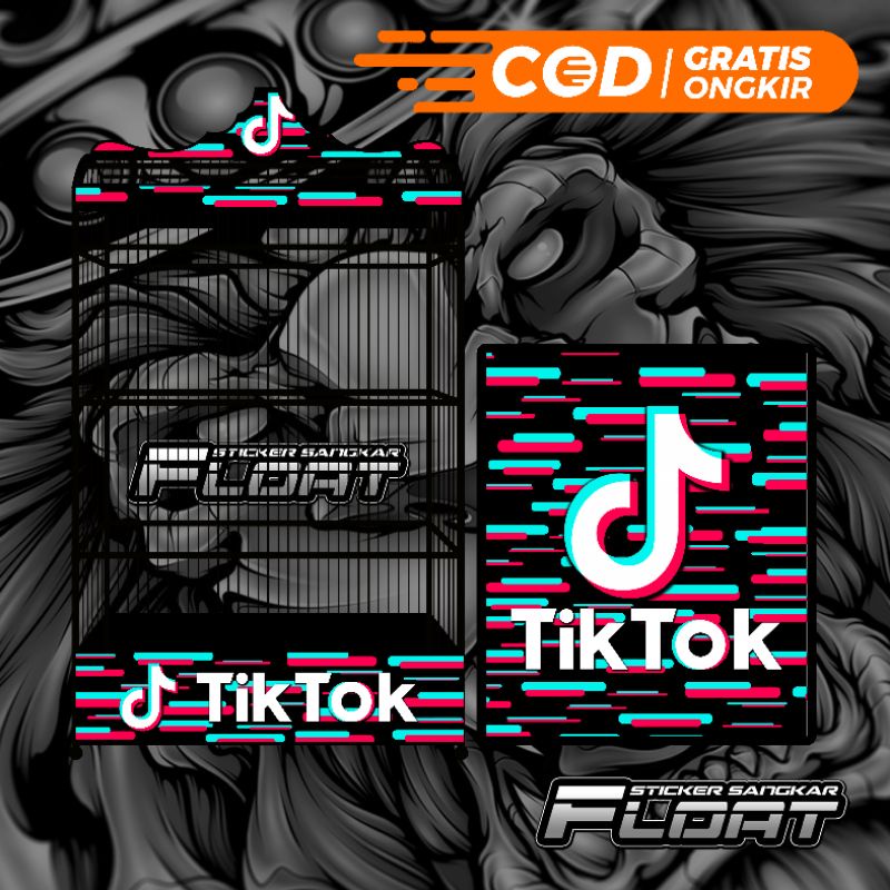 STIKER DECAL SANGKAR KOTAK REPLIKA DAN KOSAN MOTIF TIKTOK