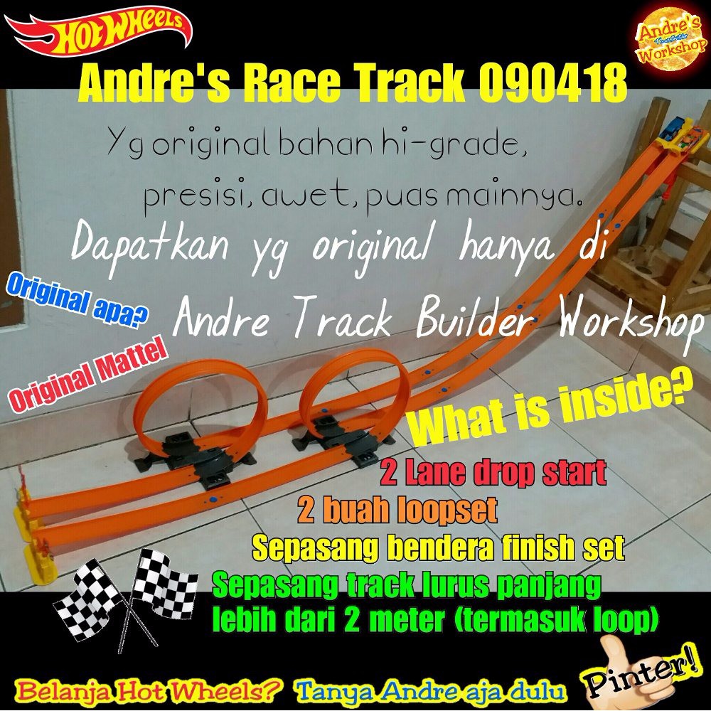 Hotwheels track builder Race Track 2 jalur original Mattel Hot Wheels track 2 lane race loop track