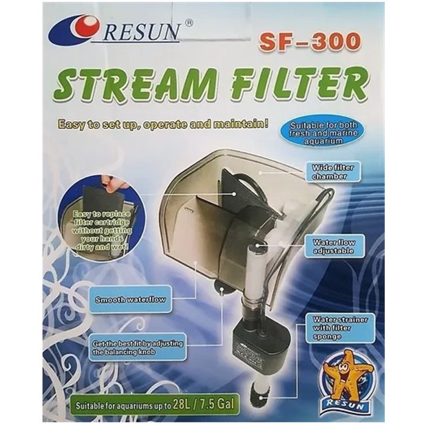 RESUN SF-300 Silent 300 L / H Aquarium Waterfall Filter