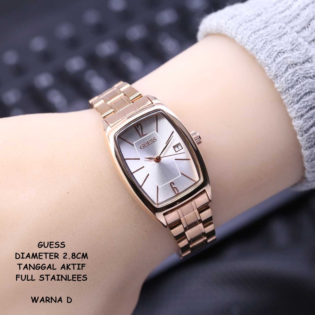 ( BISA COD ) Jam Tangan Wanita/Cewek Guess Capsul Full Stainless Tanggal Aktif