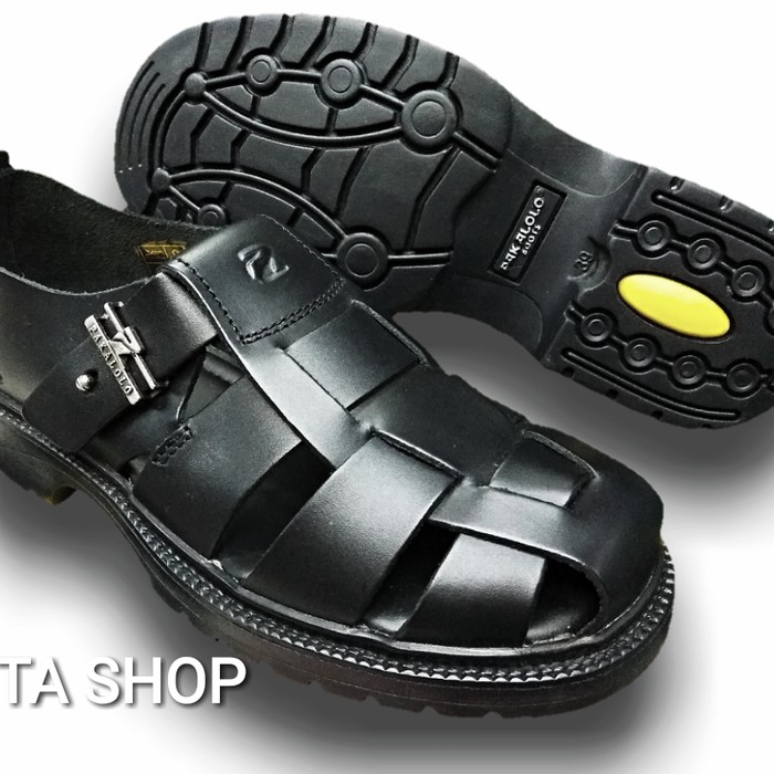 Sandal dy999Sepatu  Kulit Pria Pakalolo - 8705 B - Hitam- 43