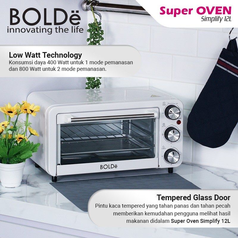 BOLDE Oven Simplify Bolde Superoven 12 Liter Oven Listrik Mini BOLDE - ORIGINAL GARANSI RESMI