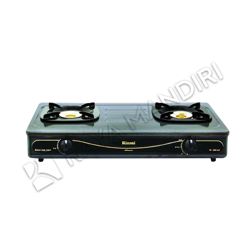 RINNAI Kompor Gas 2 Tungku Stainless Anti Gores + Api Lilin RI 602AG - Garansi 1 Tahun