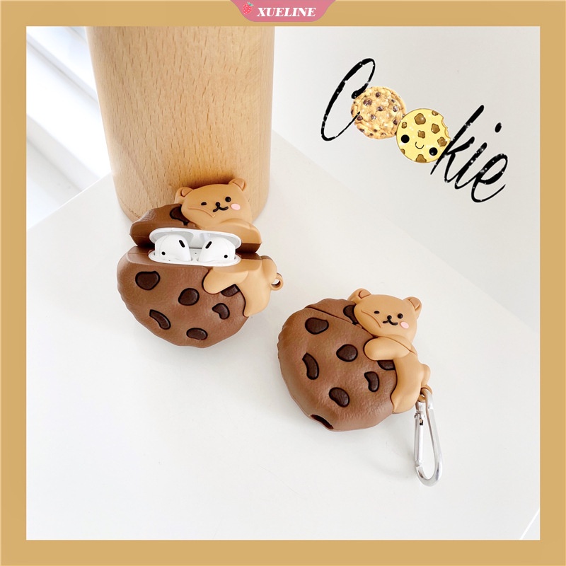 Casing soft case Silikon Motif Kartun cookie bear Untuk AirPods 1 / 2 pro