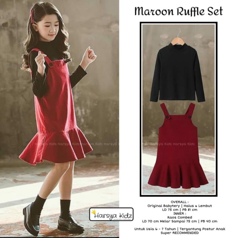 MAROON RUFFLE SET KIDS BY HARSYA KIDZ
