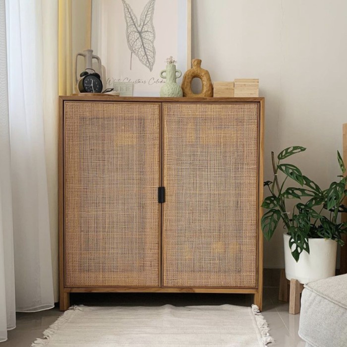 LEMARI MINIMALIS JATI LEMARI SEPATU KAYU JATI LEMARI ROTAN