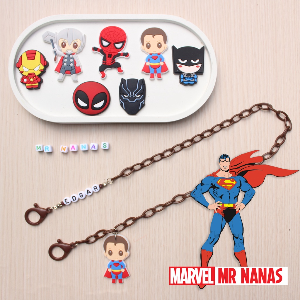 Tali Masker FREE BONEKA dan NAMA Superhero Keren Strap Masker Anak Cowo / Laki-laki Mr Nanas