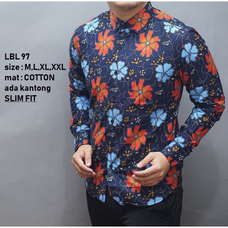 KEMEJA SLIM FIT PRIA BATIK SLIMFIT REAL PICT ORIGINAL MERK LUIGI BATANI LBL97