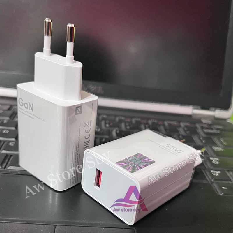 Original Power Adapter Kepala Charger Xiaomi 55W Turbo Fast charge Xiaomi Redmi 9 10 10C/Note 7/ 8/ 9/10S/ 10 Pro/ Poco M3/M4/X3 Pro