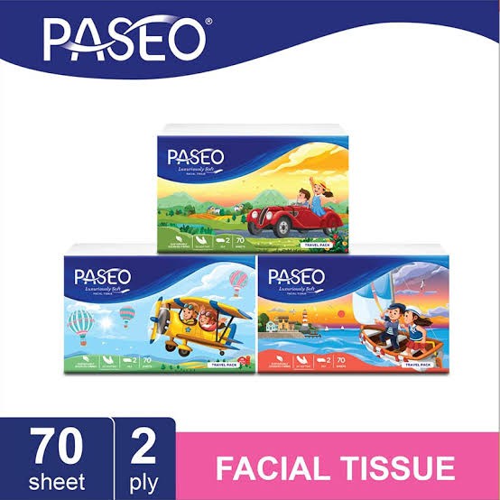 Paseo Character Tissue Wajah Travel Pack 70 Sheets