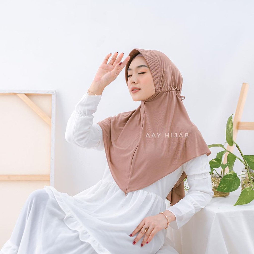 Jilbab Instan Serut Polos Jokowi Adiba Jersey - Kerudung Wanita-3