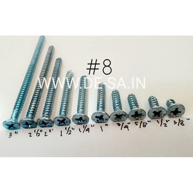 100 x Moon Lion Skrup #8 x 15MM - Self Tapping Flat Head Screw (Skrup Lion #8 X 5/8&quot;)