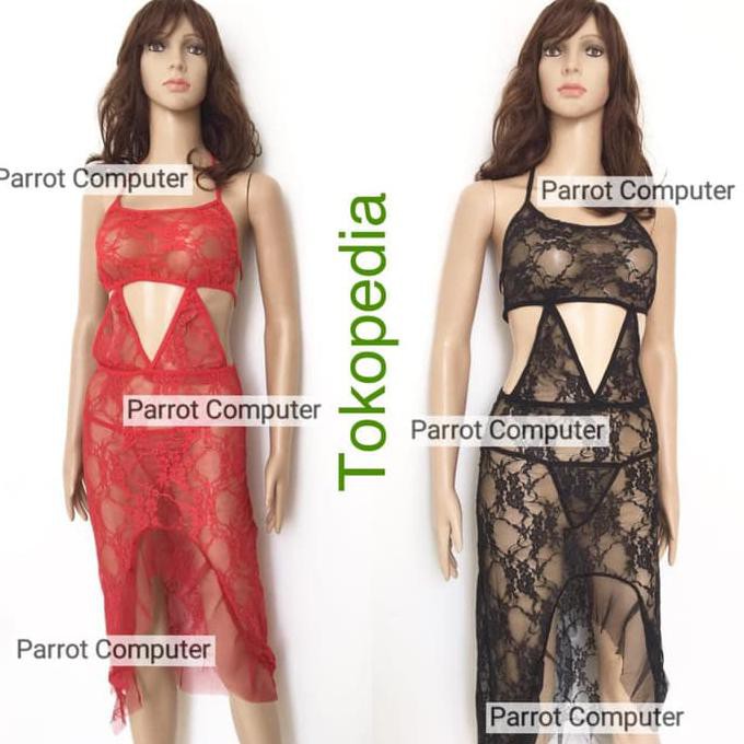 Lingerie Murah Wanita Lingeri 8803 Panjang Brukat Cewek Transparan