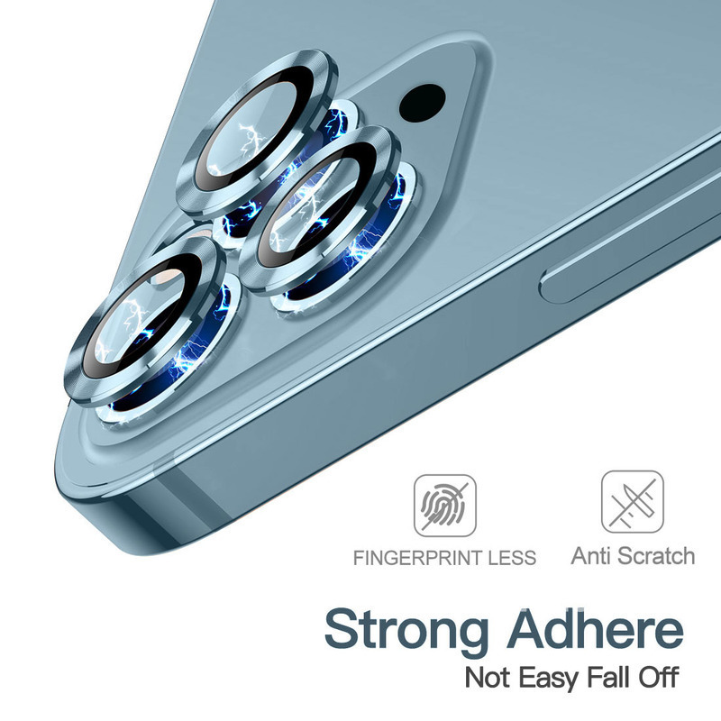IPhone 13 12 11 PRO MAX MINI Film Lensa Logam Stiker Kamera Belakang Cincin Pelindung Lensa Kamera Tunggal HD Tahan Gores Terpisah