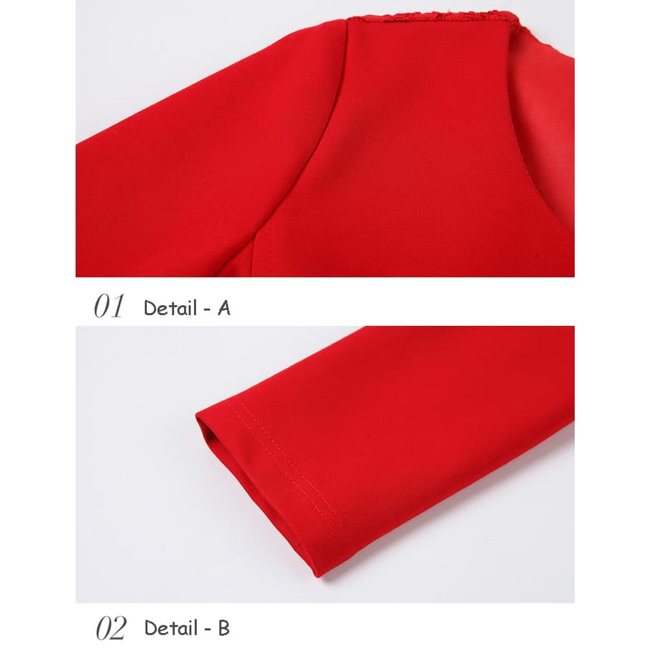 234 - Mini Dress Lengan Panjang Merah Korea