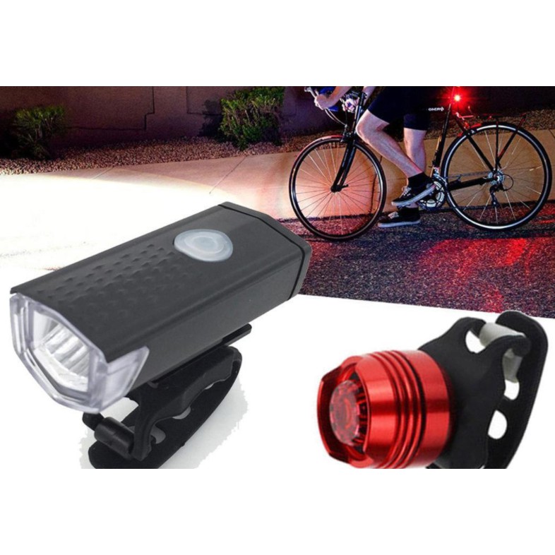 Lampu Led Set Sepeda Depan Putih + Belakang Merah