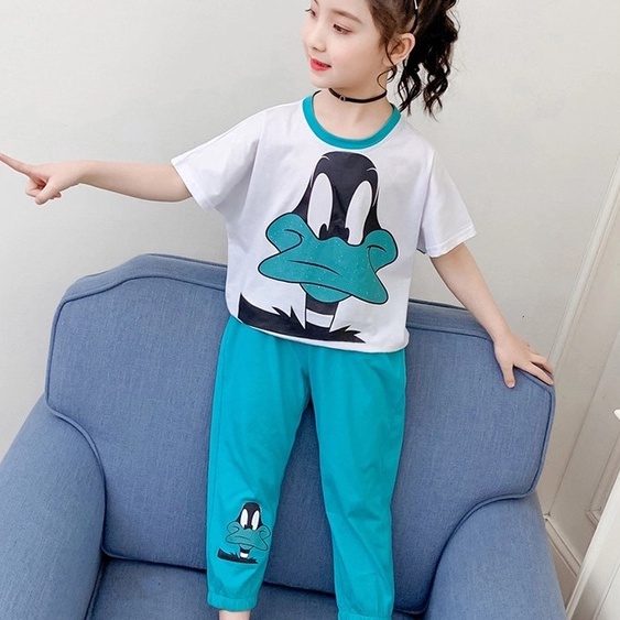 Setelan Anak Perempuan Motif Duck Baju Anak Import Usia 3-10 thn