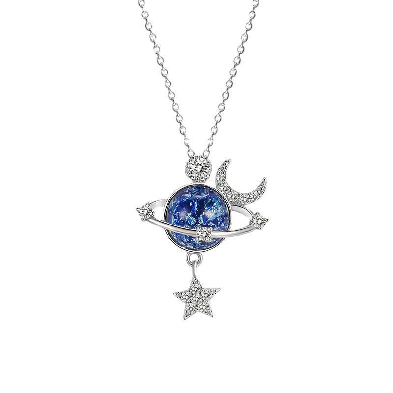 Kalung Rantai Desain Planet Kosmik Untuk Wanita